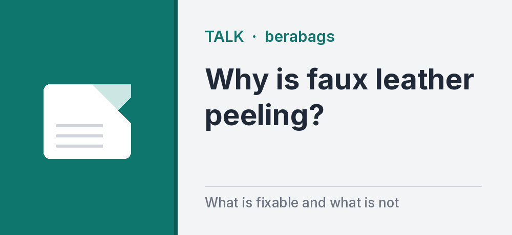 Faux Leather Bag Peeling: Can It Be Fixed?